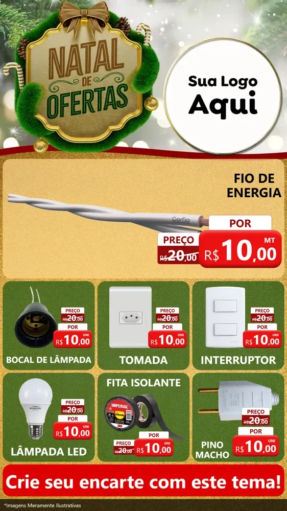 Modelo de Rede Social para Stories com o tema Ofertas de Natal para Materiais Elétricos