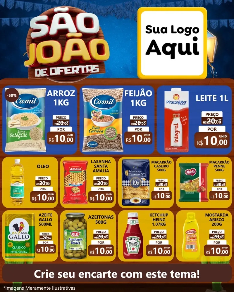 Modelo de Rede Social para Feed Instagram com o tema São João Ofertas Imbatíveis! - Junina para Supermercado