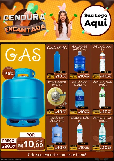 Modelo de Encarte para Encarte A4 Vertical com o tema Cenoura Encantada - Páscoa para Água e gás