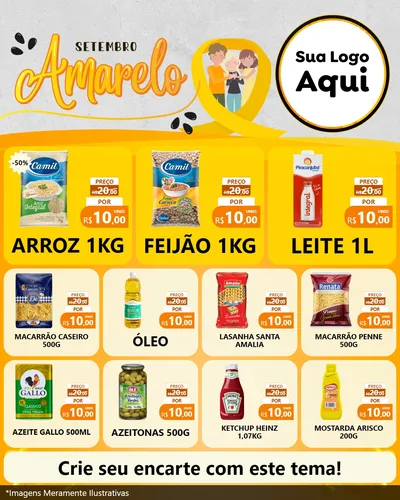 Modelo de Rede Social para Feed Instagram com o tema Setembro Amarelo para Supermercado