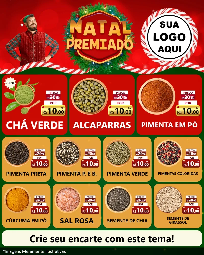 Modelo de Rede Social para Feed Instagram com o tema Natal Premiado para Produtos Naturais