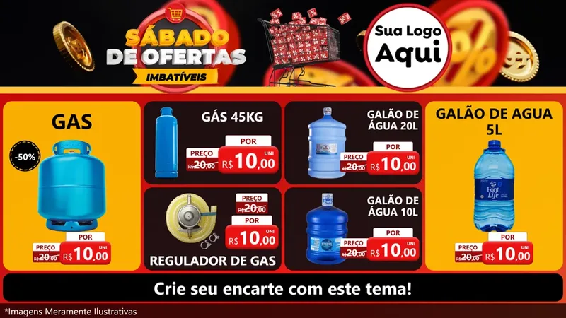 Modelo de TV para TV Horizontal com o tema Sábado de Ofertas Imbatíveis para Água e gás