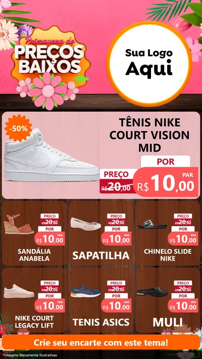 Modelo de Rede Social para Stories com o tema Primavera de Preços Baixos para Calçados