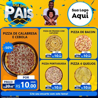 Modelo de Rede Social para Feed Facebook com o tema Dia dos Pais para Pizzaria