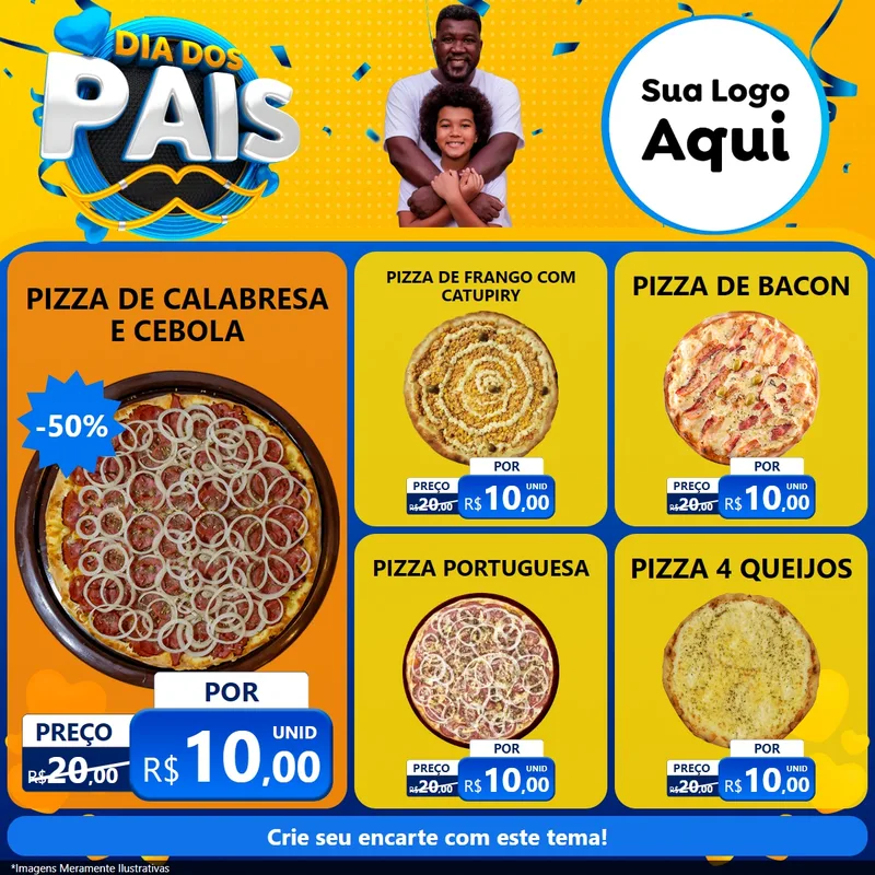 Modelo de Rede Social para Feed Facebook com o tema Dia dos Pais para Pizzaria