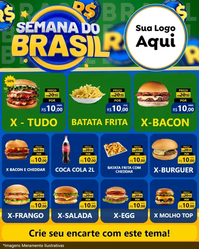 Modelo de Rede Social para Feed Instagram com o tema Semana Do Brasil para Hamburgueria