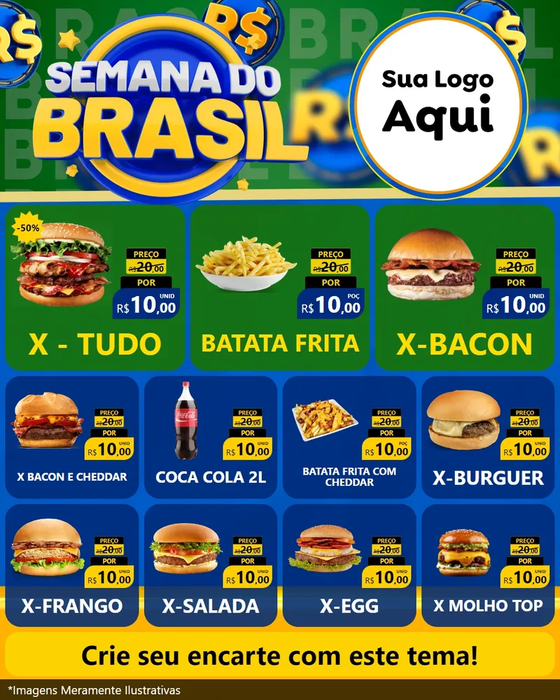 Modelo de Rede Social para Feed Instagram com o tema Semana Do Brasil para Hamburgueria