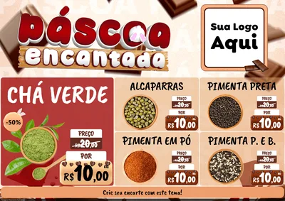 Modelo de Encarte para Encarte A4 Horizontal com o tema Páscoa Encantada para Produtos Naturais