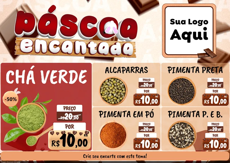 Modelo de Encarte para Encarte A4 Horizontal com o tema Páscoa Encantada para Produtos Naturais