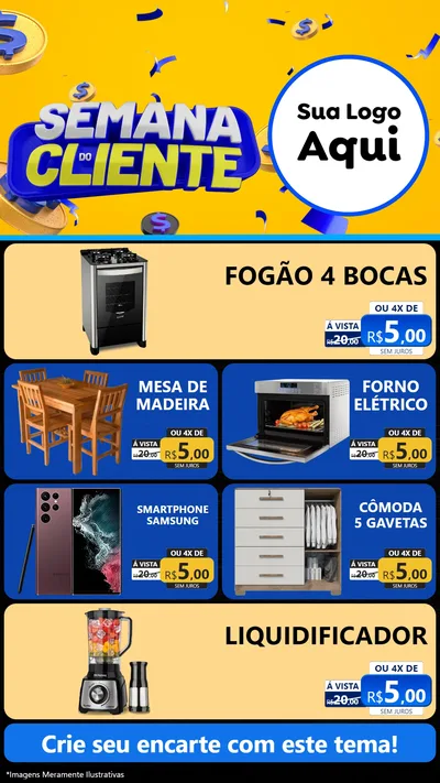 Modelo de TV para TV Vertical com o tema Semana do Cliente para Móveis e Eletro