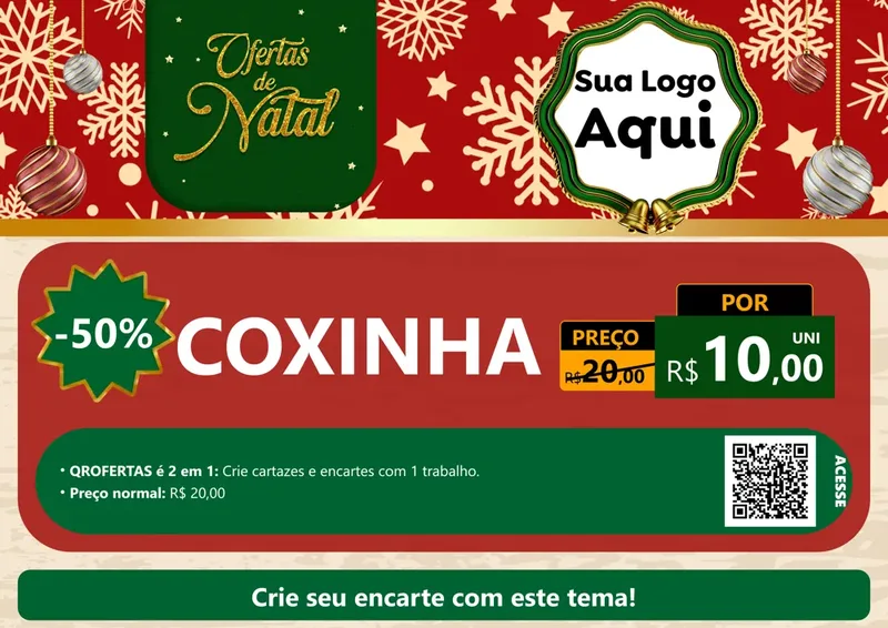Modelo de Cartaz para Cartaz A4 Horizontal com o tema Natal de Ofertas para Salgadaria