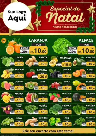 Modelo de Encarte para Encarte A4 Vertical com o tema Especial de Natal para Hortifrúti
