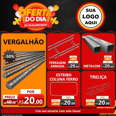Modelo de Rede Social para Feed Facebook com o tema Oferta do Dia - Só hoje, Aproveite! para Ferragens
