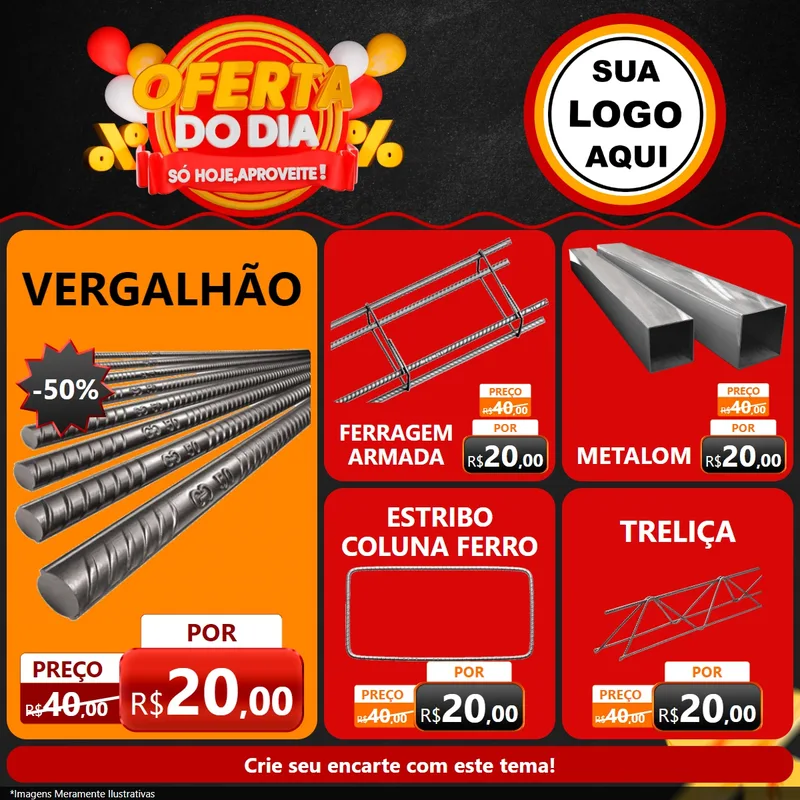 Modelo de Rede Social para Feed Facebook com o tema Oferta do Dia - Só hoje, Aproveite! para Ferragens