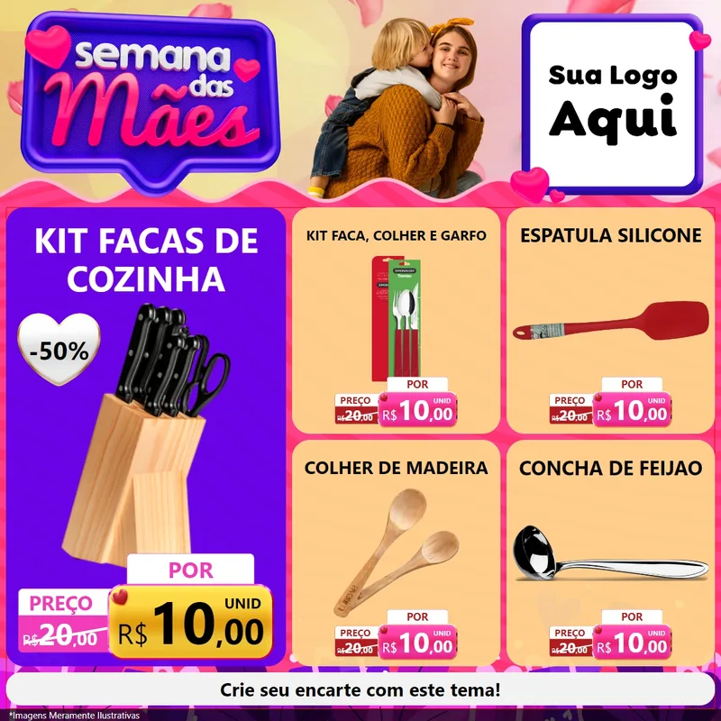Modelo de Rede Social para Feed Facebook com o tema Semana das Mães para Utilidades Domésticas