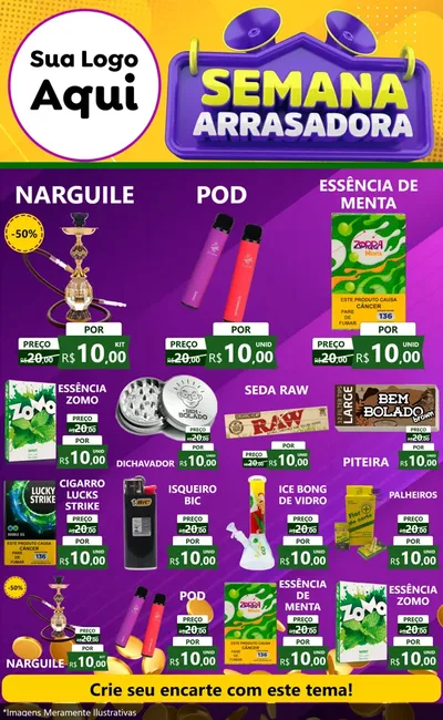 Modelo de Encarte para Encarte Grande com o tema Semana Arrasadora para Tabacaria