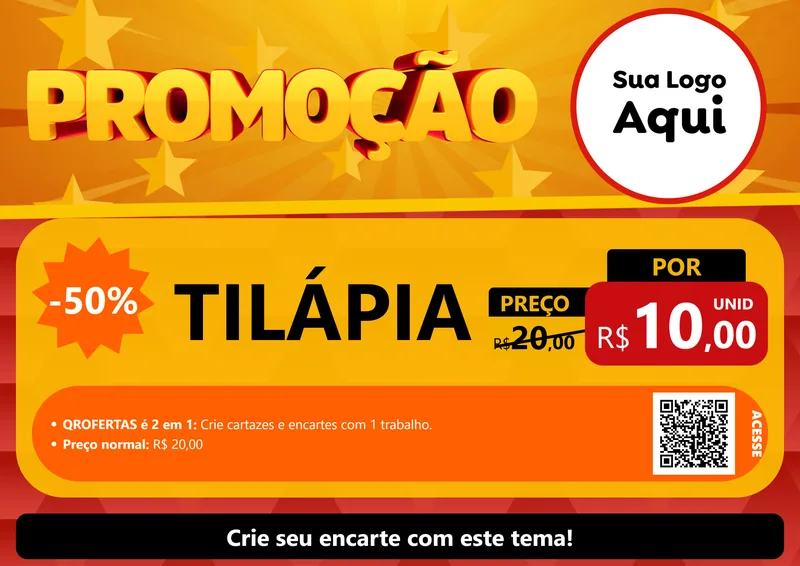 Modelo de Cartaz para Cartaz A4 Horizontal com o tema Promoção para Peixaria