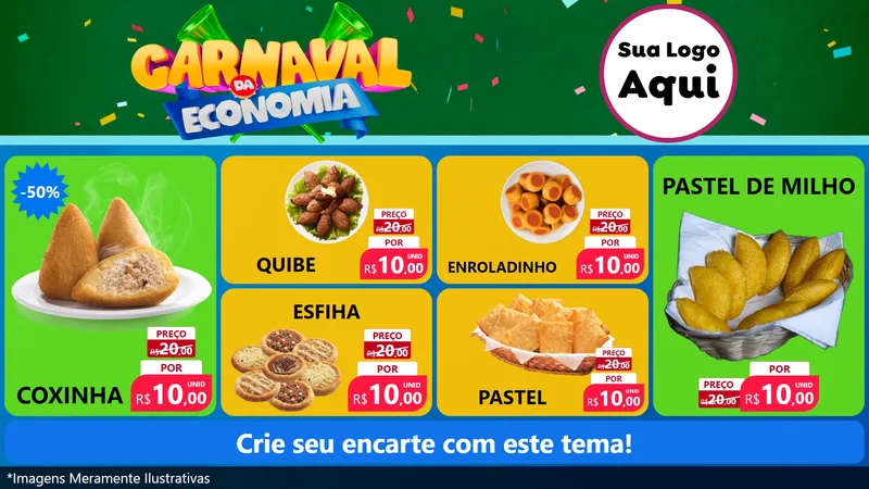 Modelo de TV para TV Horizontal com o tema Carnaval da Economia para Salgadaria
