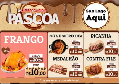 Modelo de Encarte para Encarte A4 Horizontal com o tema Ofertas de Páscoa para Assados