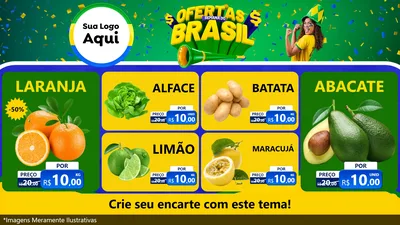 Modelo de TV para TV Horizontal com o tema Ofertas Semana do Brasil para Hortifrúti