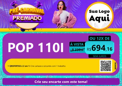 Modelo de Cartaz para Cartaz A4 Horizontal com o tema Pré-Carnaval Premiado para Concessionaria de Motos