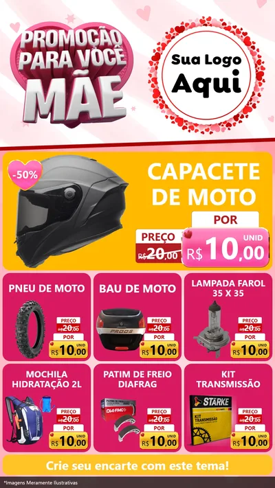 Modelo de Rede Social para Stories com o tema Promoção Para Você Mãe para Moto peças