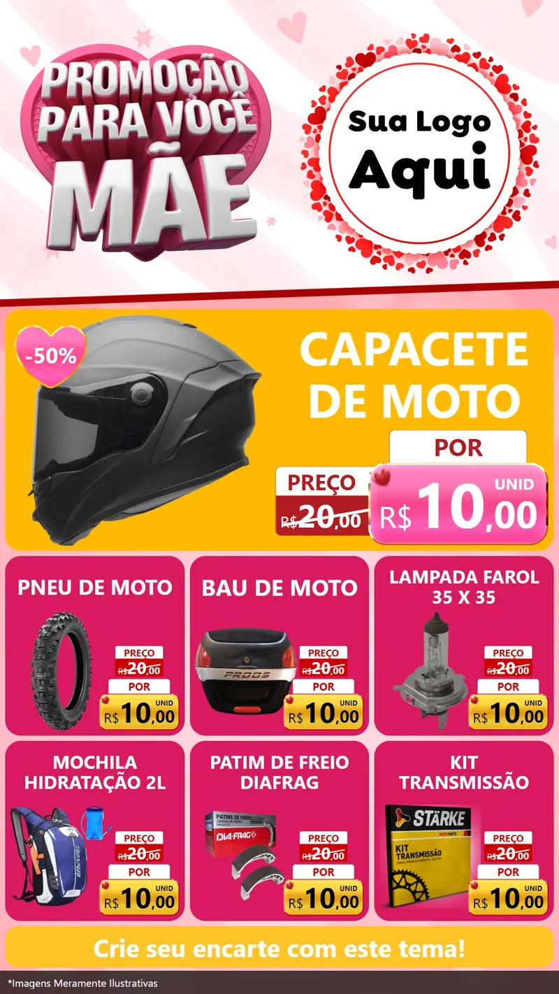 Modelo de Rede Social para Stories com o tema Promoção Para Você Mãe para Moto peças