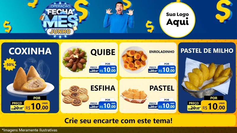 Modelo de TV para TV Horizontal com o tema Operação Fecha Mês, Junho para Salgadaria