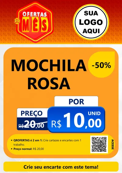 Modelo de Cartaz para Cartaz A4 Vertical com o tema Ofertas do Mês para Papelaria