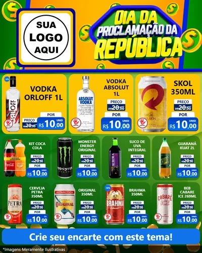 Modelo de Rede Social para Feed Instagram com o tema Dia Da Proclamação da República para Distribuidora de bebidas