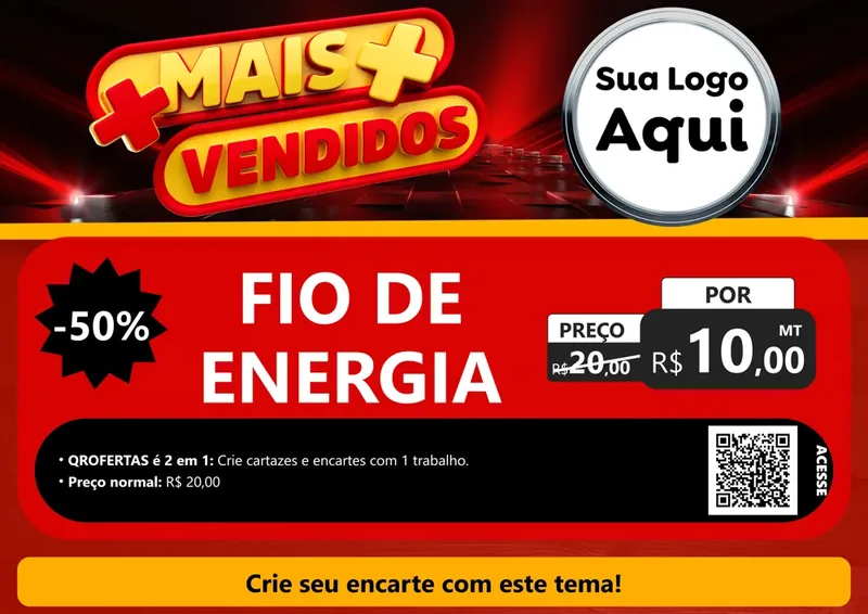 Modelo de Cartaz para Cartaz A4 Horizontal com o tema Mais Vendidos para Materiais Elétricos