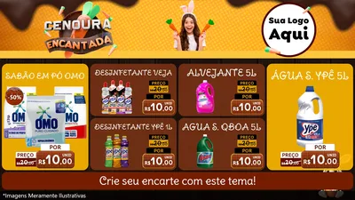 Modelo de TV para TV Horizontal com o tema Cenoura Encantada - Páscoa para Produtos de Limpeza