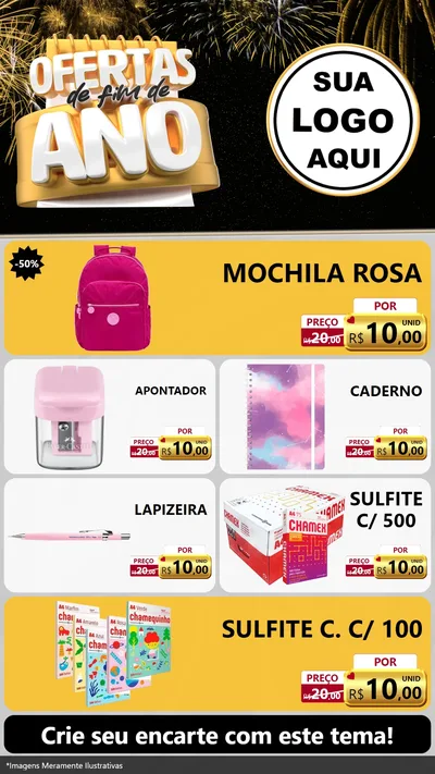 Modelo de TV para TV Vertical com o tema Ofertas de Fim de Ano para Papelaria