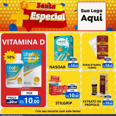 Modelo de Rede Social para Feed Facebook com o tema Sexta Mais Especial para Farmácia