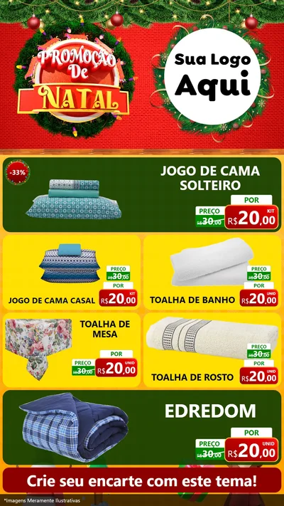 Modelo de TV para TV Vertical com o tema Promoção de Natal para Cama, Mesa e Banho