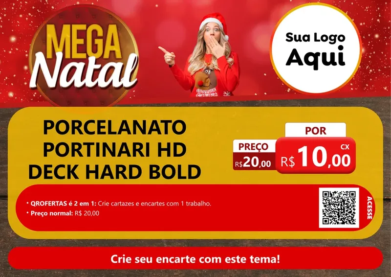 Modelo de Cartaz para Cartaz A4 Horizontal com o tema Mega Natal para Pisos e revestimentos