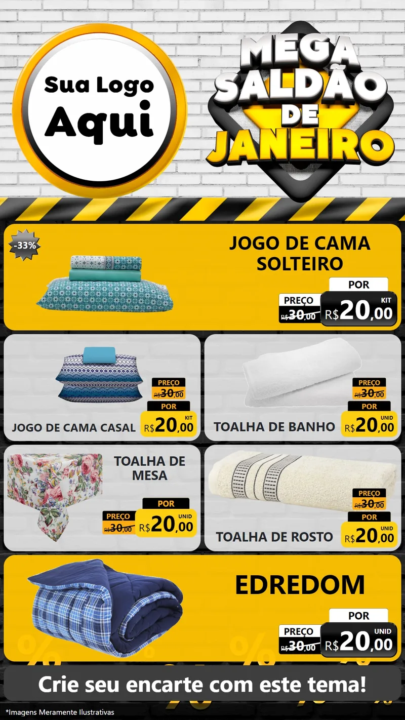 Modelo de TV para TV Vertical com o tema Mega Saldão de Janeiro para Cama, Mesa e Banho