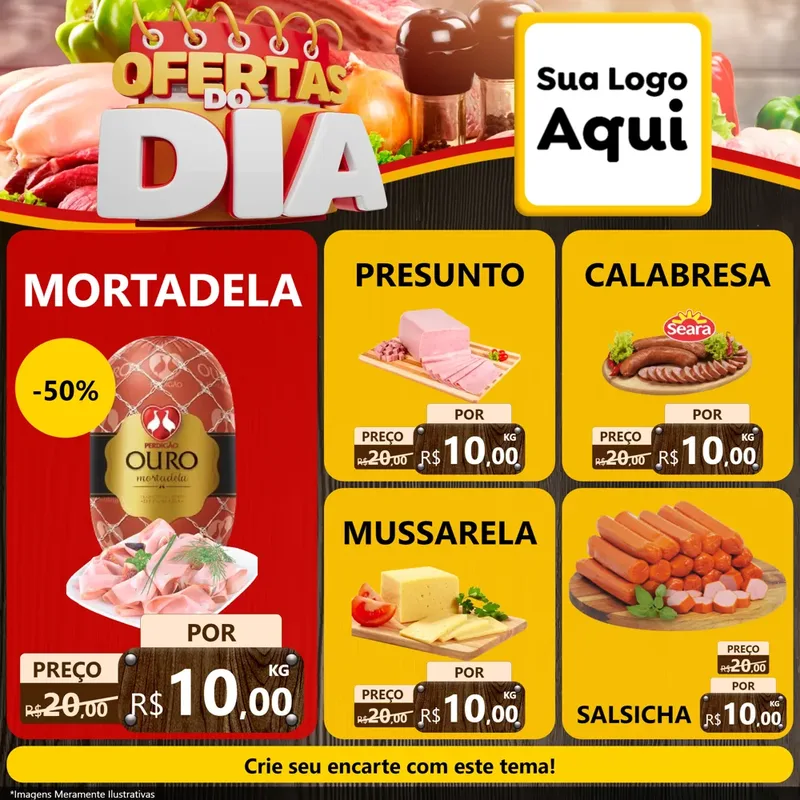 Modelo de Rede Social para Feed Facebook com o tema Ofertas do Dia para Frios e Laticínios