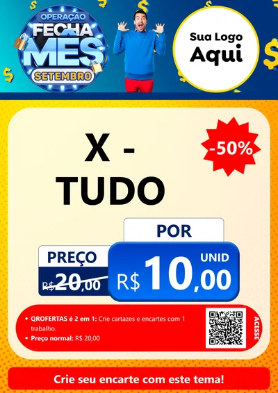 Modelo de Cartaz para Cartaz A4 Vertical com o tema Operação Fecha Mês Setembro para Hamburgueria