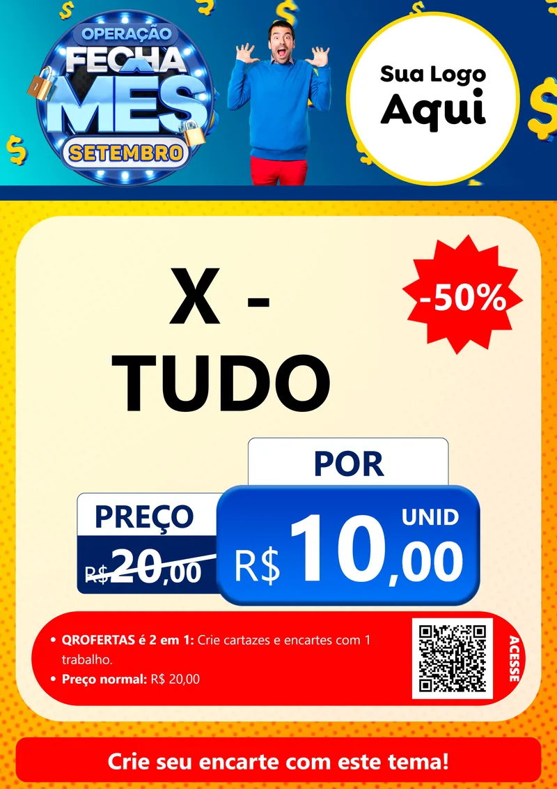 Modelo de Cartaz para Cartaz A4 Vertical com o tema Operação Fecha Mês Setembro para Hamburgueria