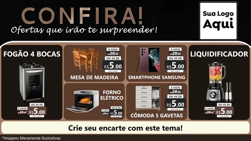 Modelo de TV para TV Horizontal com o tema Confira! Ofertas que irão te surpreender! para Móveis e Eletro