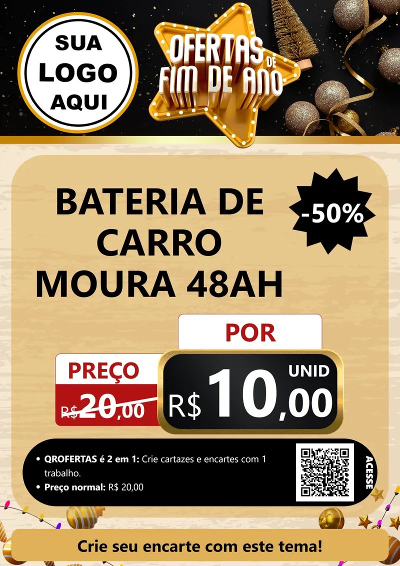 Modelo de Cartaz para Cartaz A4 Vertical com o tema Ofertas de Fim de Ano para Baterias Elétricas
