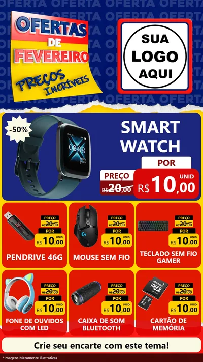 Modelo de Rede Social para Stories com o tema Ofertas de Fevereiro - Preços Incríveis para Informática