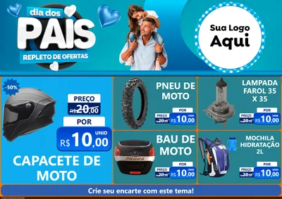 Modelo de Encarte para Encarte A4 Horizontal com o tema Dia Dos Pais Repleto de Ofertas para Moto peças