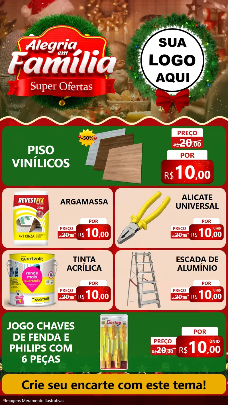 Modelo de TV para TV Vertical com o tema Alegria Em Família - Super Ofertas para Material para Construção