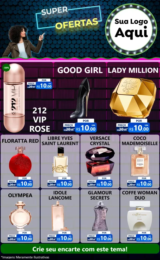 Modelo de Encarte para Encarte Grande com o tema Super Ofertas para Perfumes