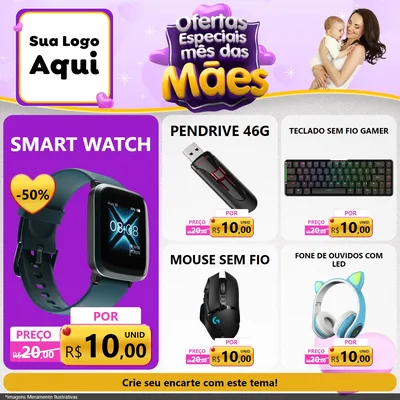 Modelo de Rede Social para Feed Facebook com o tema Ofertas Especiais - Mês das Mães para Informática