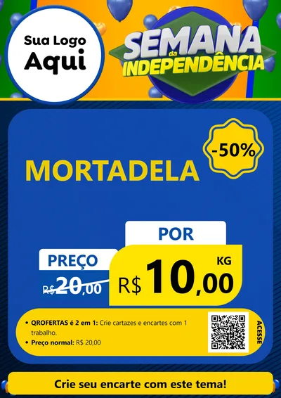 Modelo de Cartaz para Cartaz A4 Vertical com o tema Semana da Independência para Frios e Laticínios