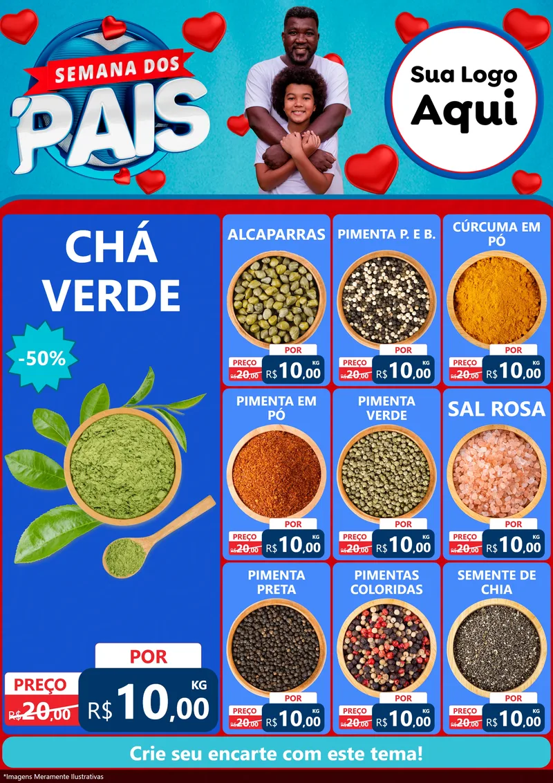 Modelo de Encarte para Encarte A4 Vertical com o tema Semana Dos Pais para Produtos Naturais