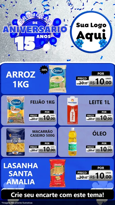Modelo de TV para TV Vertical com o tema Promoção de Aniversário - 15 Anos para Supermercado